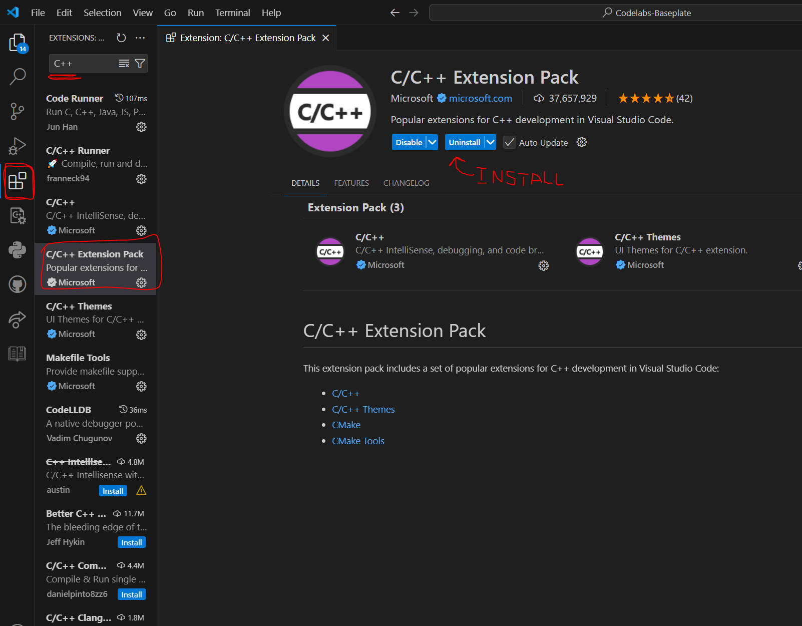 Main C++ extension